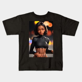 Hot, Fit, Anime Girl of Color Kids T-Shirt